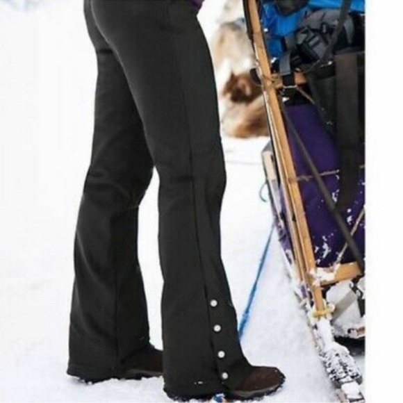Athleta Black Snow Cruiser Flare Pants Size 2 Soft Shell Fleece Lined Snowboard - Picture 4 of 15